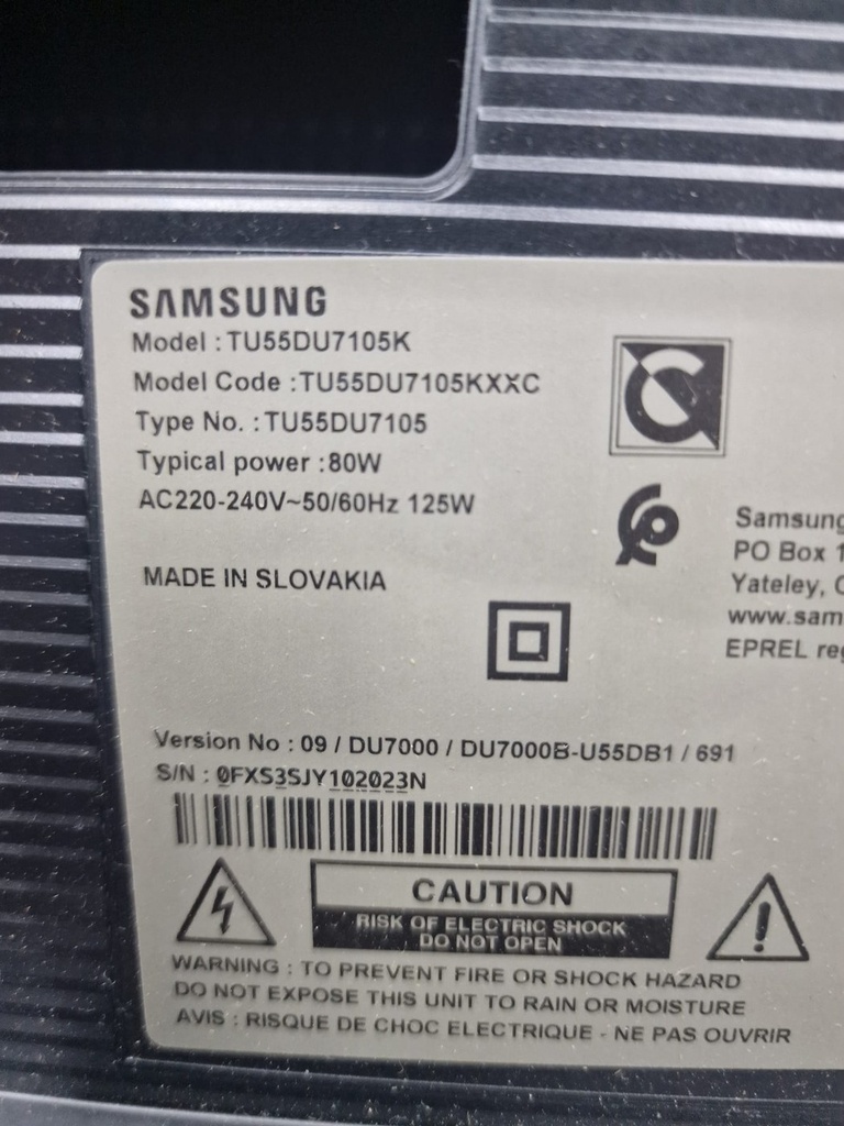 Pegatina del TV donante Samsung TU55DU7105K