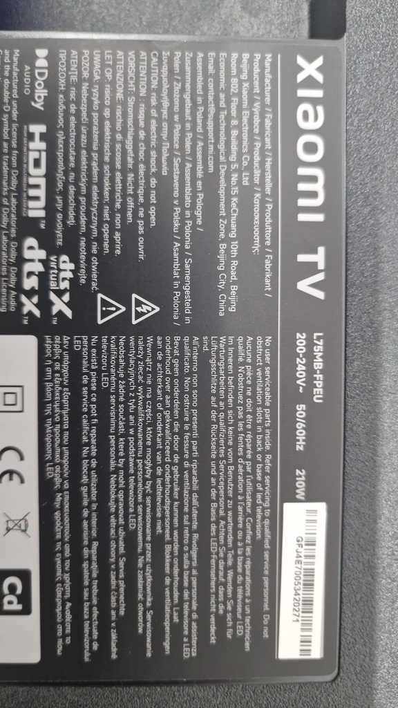 46-D795210847AC5 etiqueta S/N
