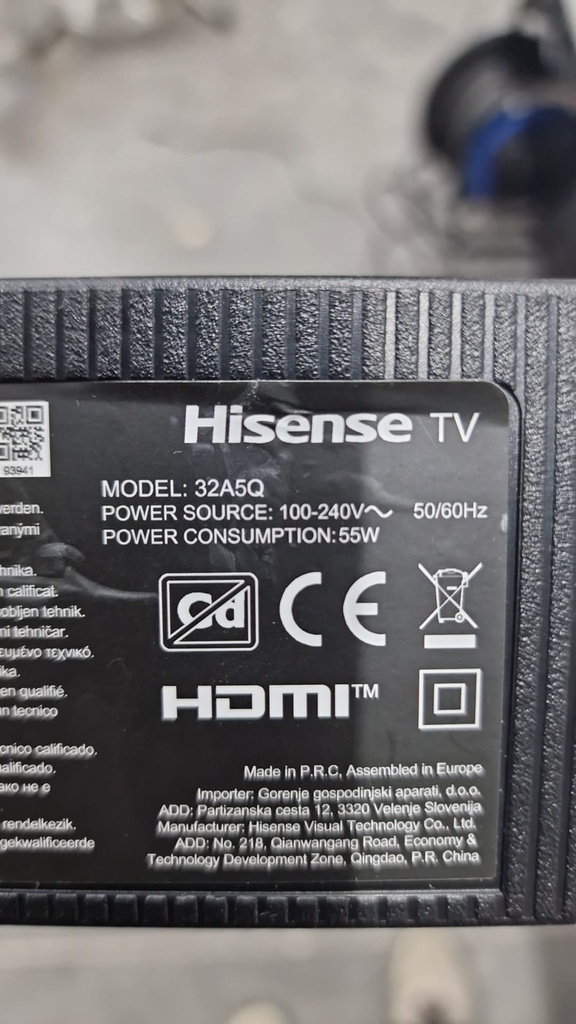 Pegatina del TV donante Hisense 32A5Q