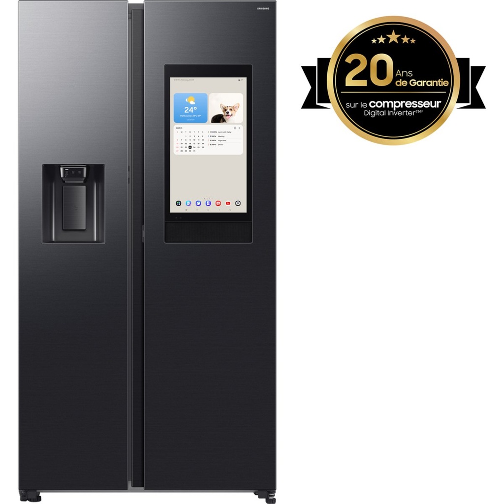 Samsung RS90F66BEFEF American-style fridge · Series 9 Family Hub Bespoke AI 178cm 614L Class E Graphite